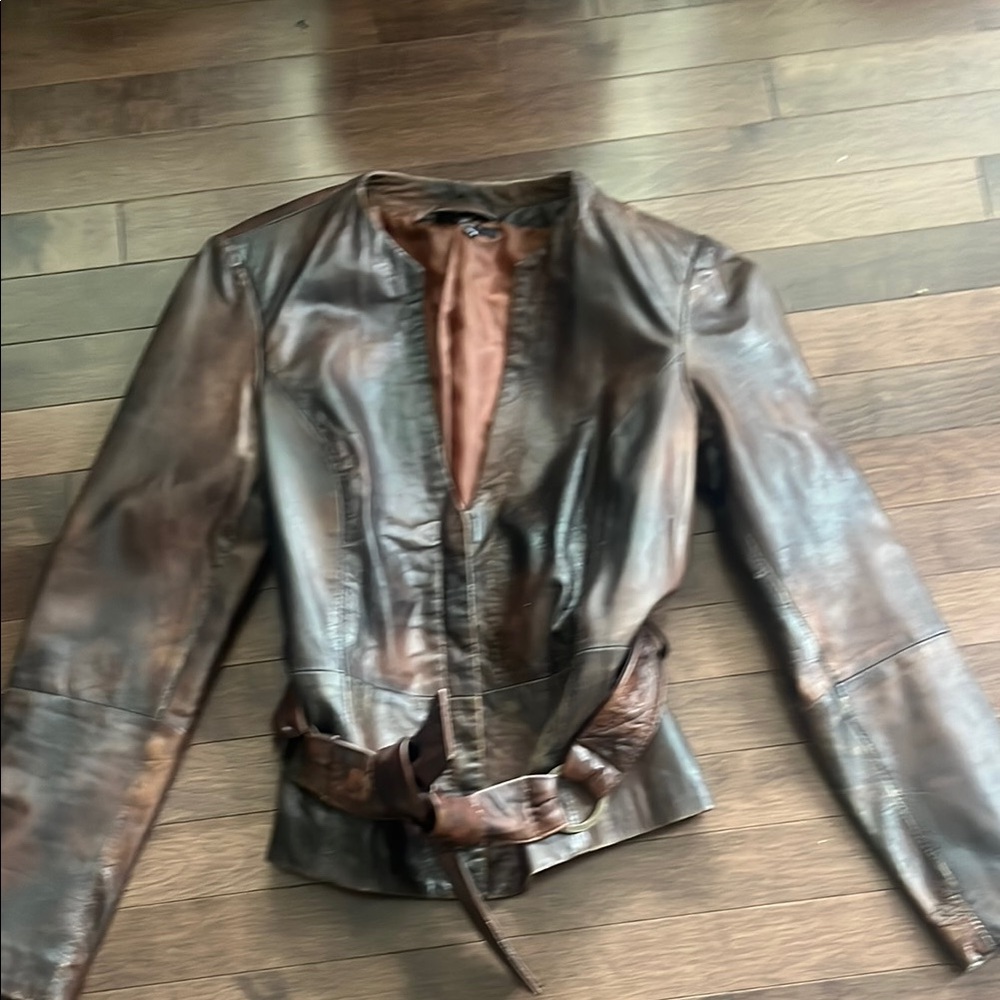 Zara Brown Leather Jacket size medium